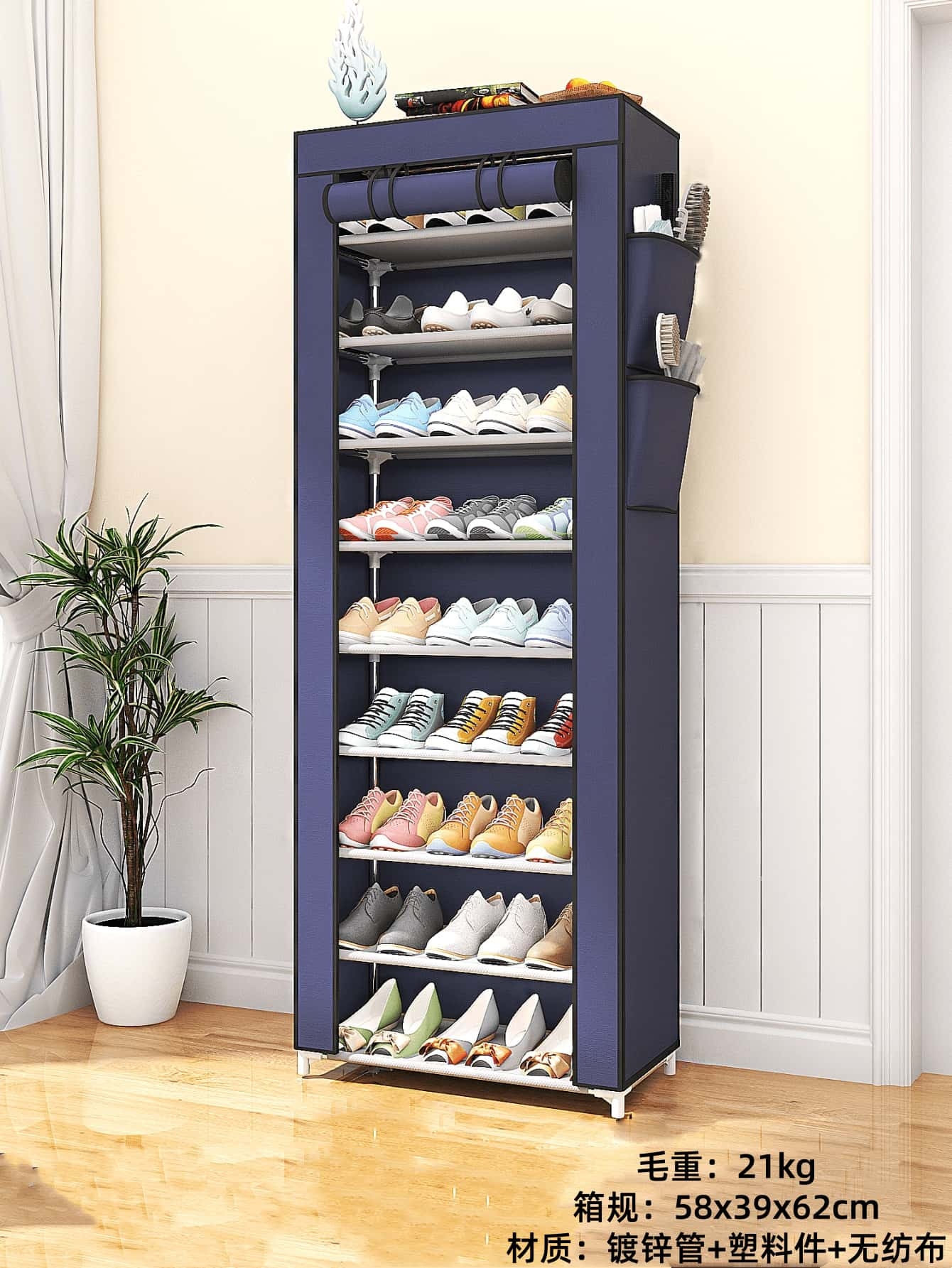 8806 Caja de Zapatos Resistente Al Polvo (10 Capas de Azul Marino) 4