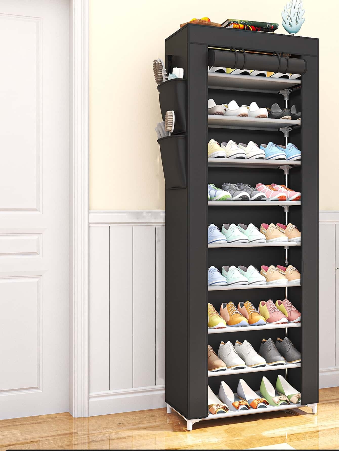 8806 Caja de Zapatos Resistente Al Polvo (10 Capas Negras) 2