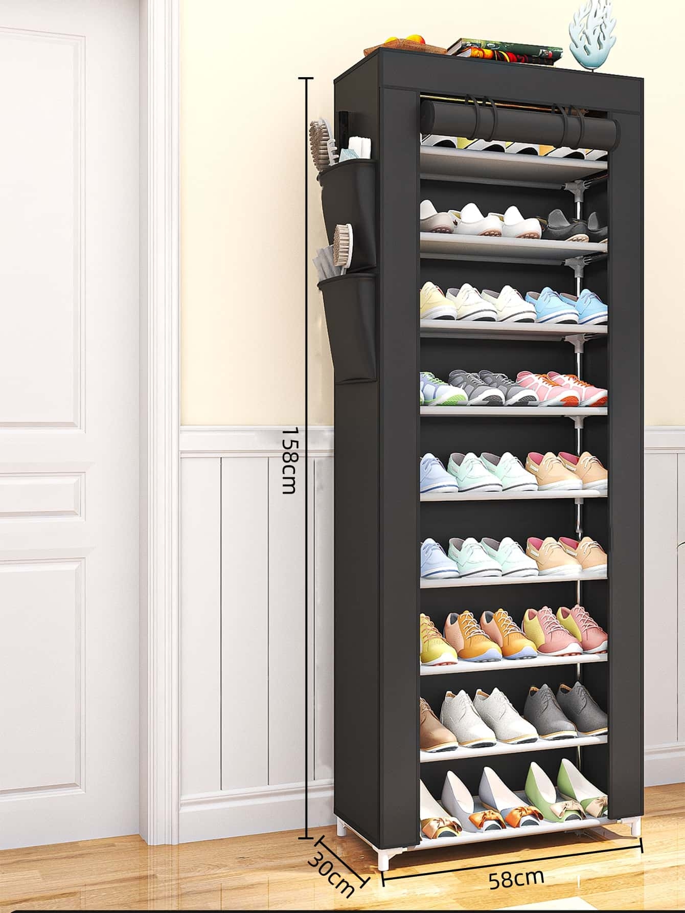 8806 Caja de Zapatos Resistente Al Polvo (10 Capas Negras) 3