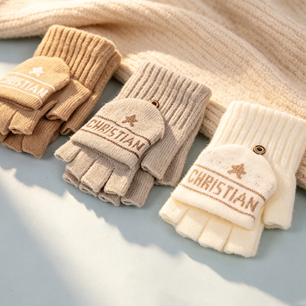 B- 25018 Hombres Moda Classic Media Finger Flip Gloves 4