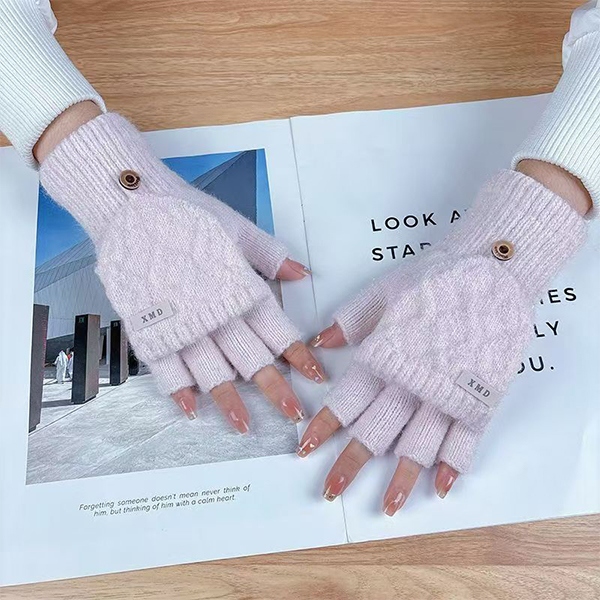 B- 25034 Hombres XMD Piel Etiquetado Mitad Dedo de los Guantes de Flip 5