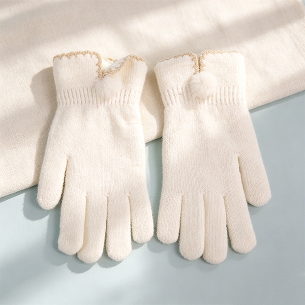 A- 25036 Damas de Lana Bola Encaje Boca Guantes de Dedo Lleno 4