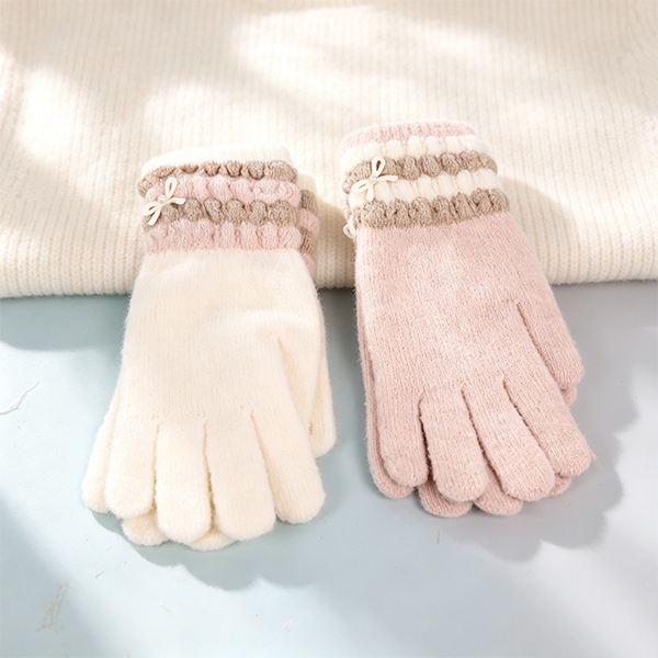 A- 25042 Bubble Wrist Pearl Bow Finger Guantes 3