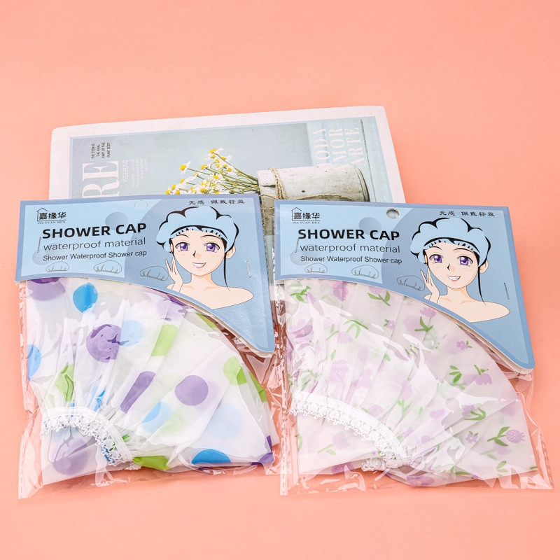 Y089 Bolsas Frosted Print Shower Cap 3
