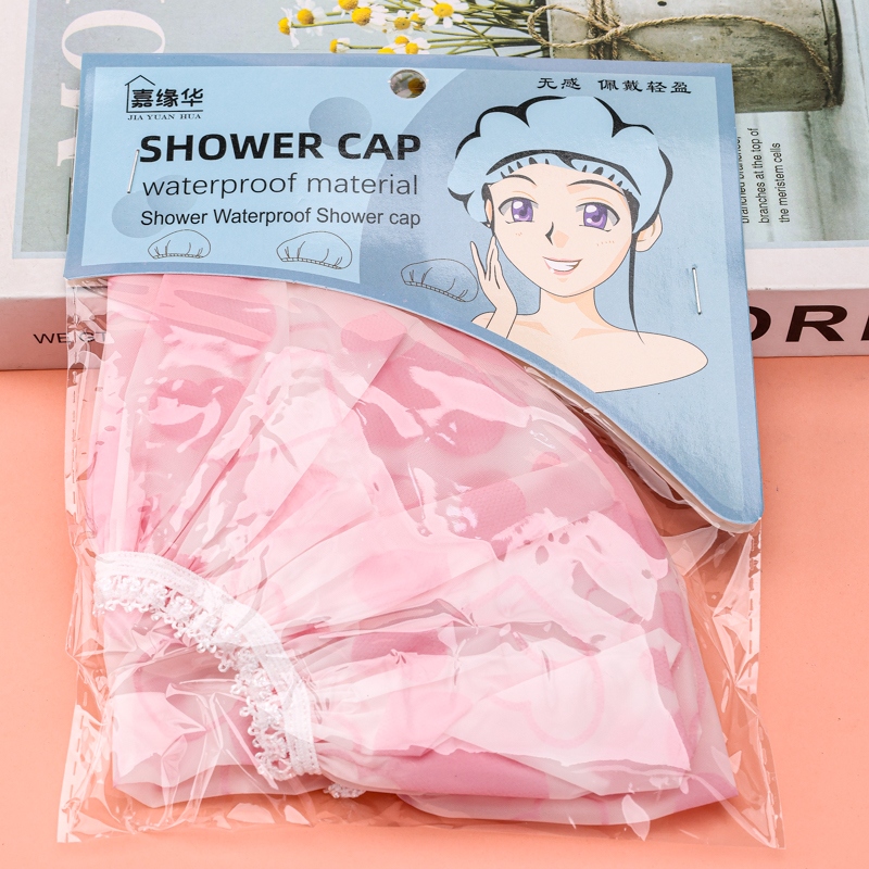 Y089 Bolsas Frosted Print Shower Cap 4