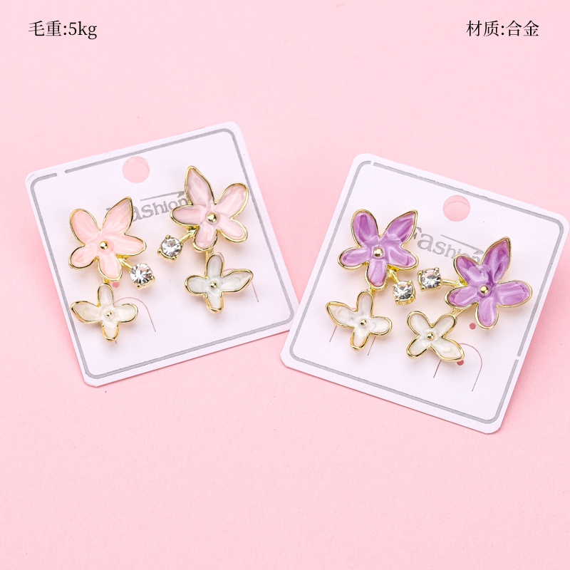Pendientes de Flores de Aceite de Goteo Largo
