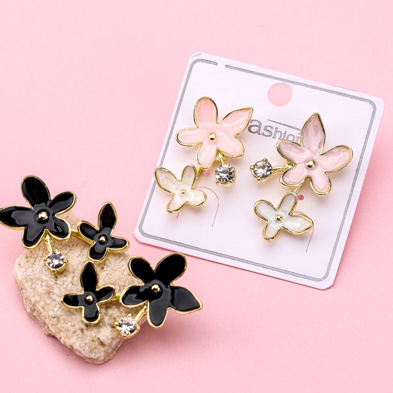 Pendientes de Flores de Aceite de Goteo Largo 4