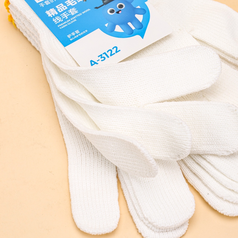 Ayudante Shishi A- 3122 Guantes de Lana Blanca 3