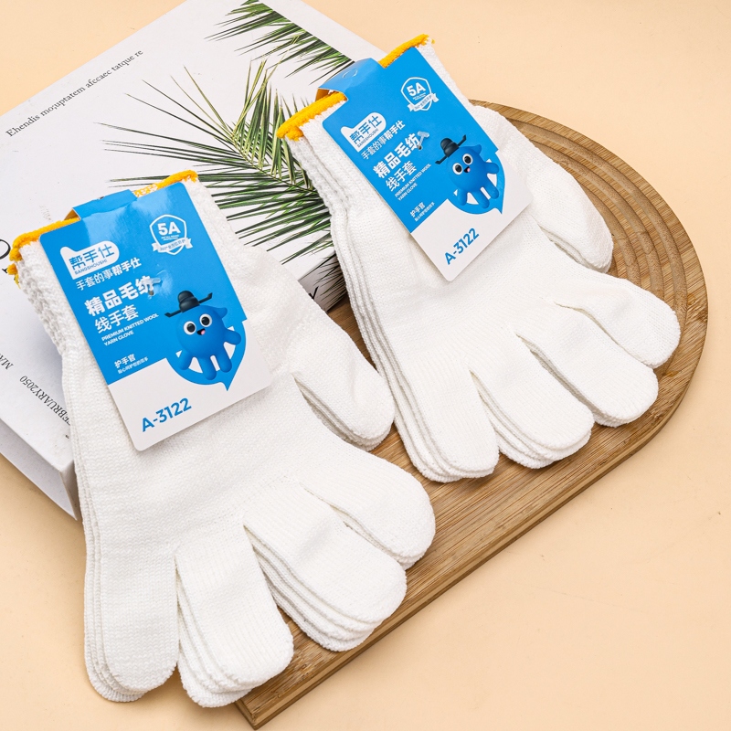 Ayudante Shishi A- 3122 Guantes de Lana Blanca 4