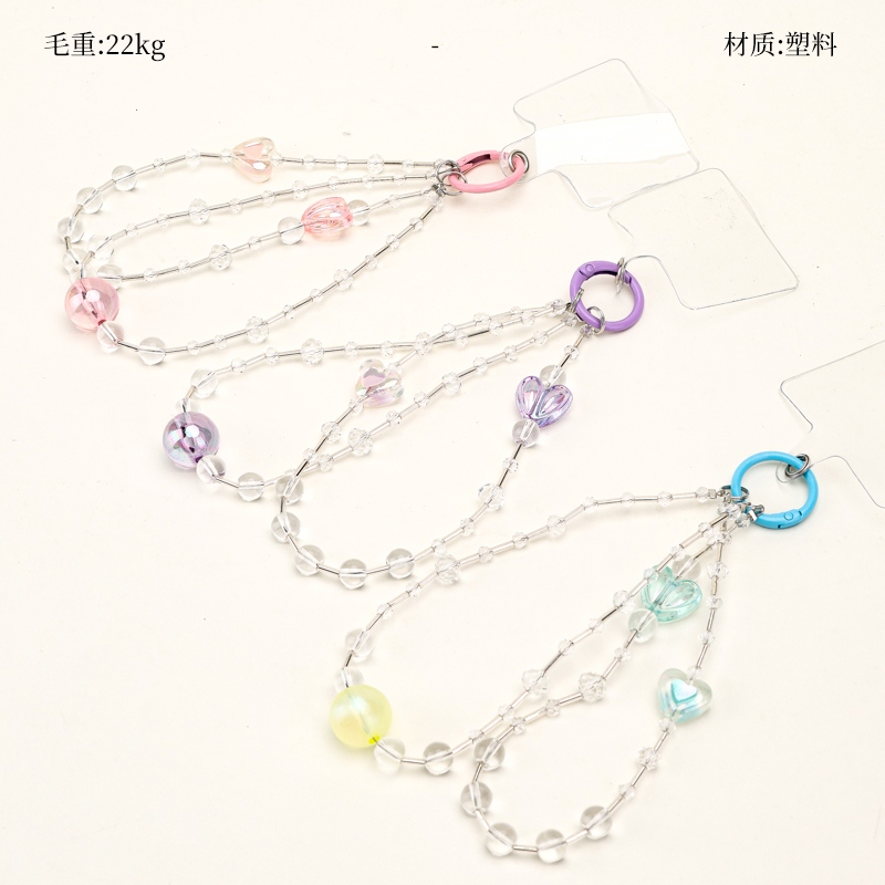 SJL-1099 Cadena de Teléfono Móvil Cadena de Cristal Doble Corazón (Pendiente)