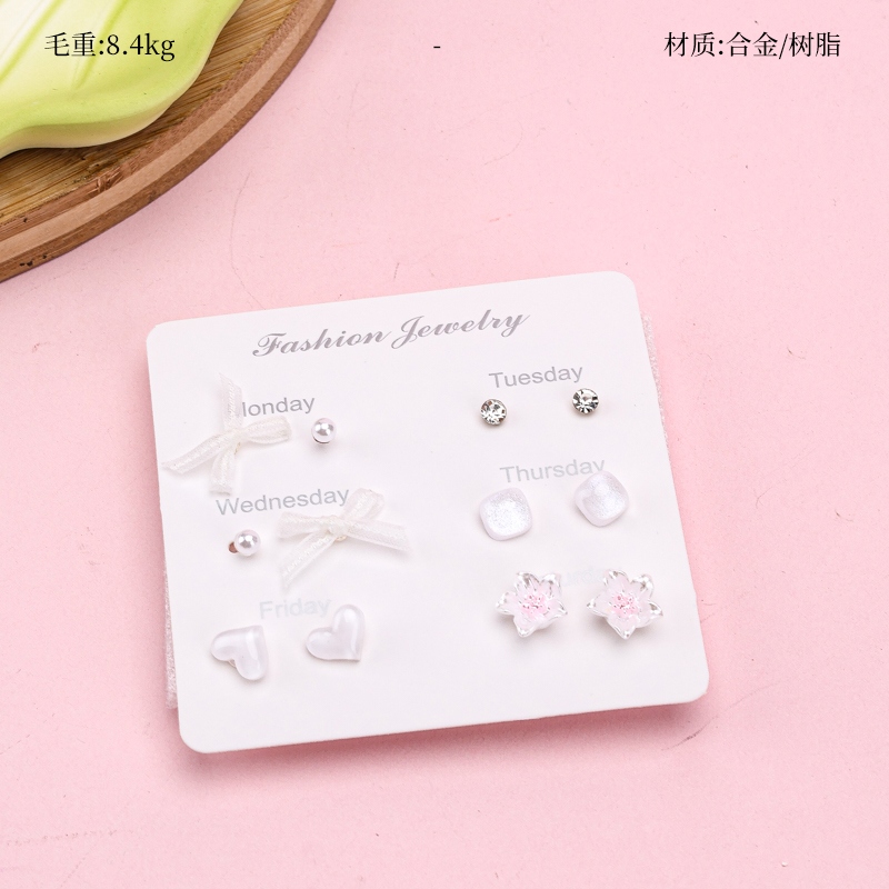 Seis Pares de Pendientes Macaron Stud