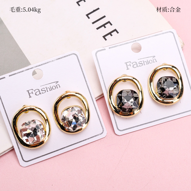Pendientes de Zircon Cuadrado Largo Europeo y Americano