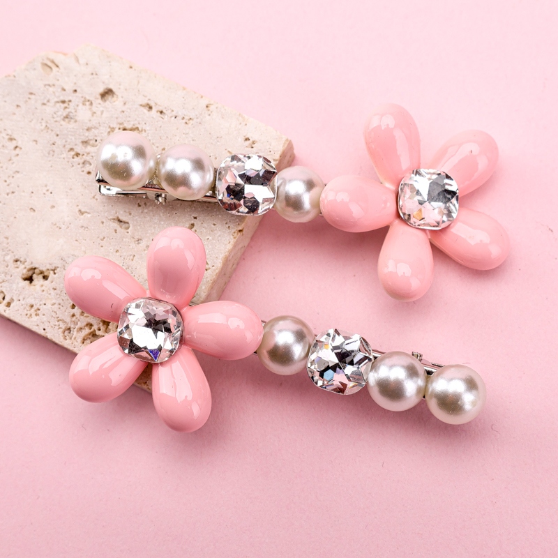 Caja Perla Rhinestone Flor Par Clip 4
