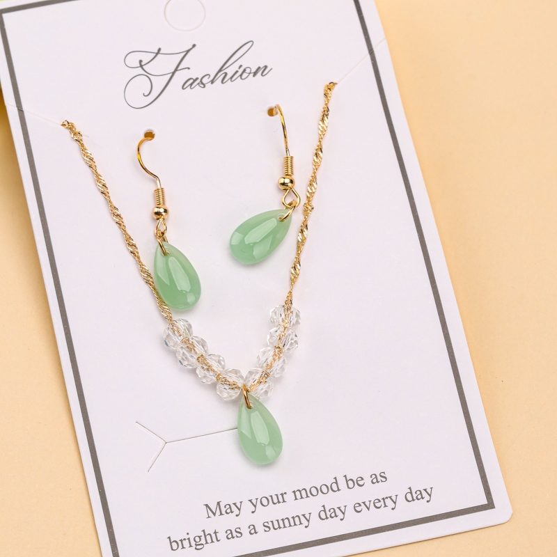 Imitación Jade Colgante Pendientes Combinación de Collar 3