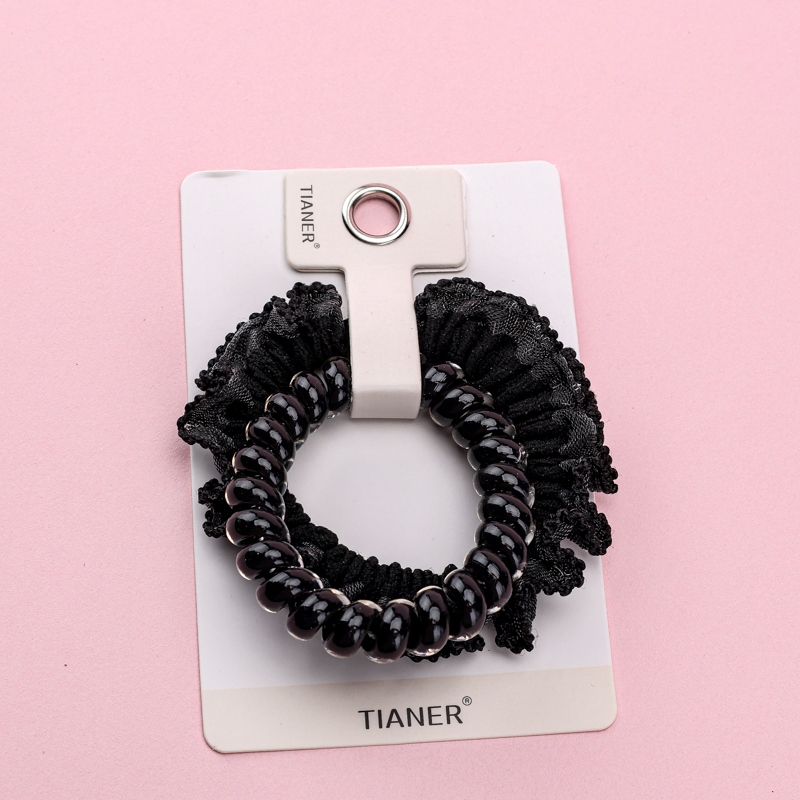 Combinación de Línea de Teléfono de Anillo Intestinal Negro En Caja 3