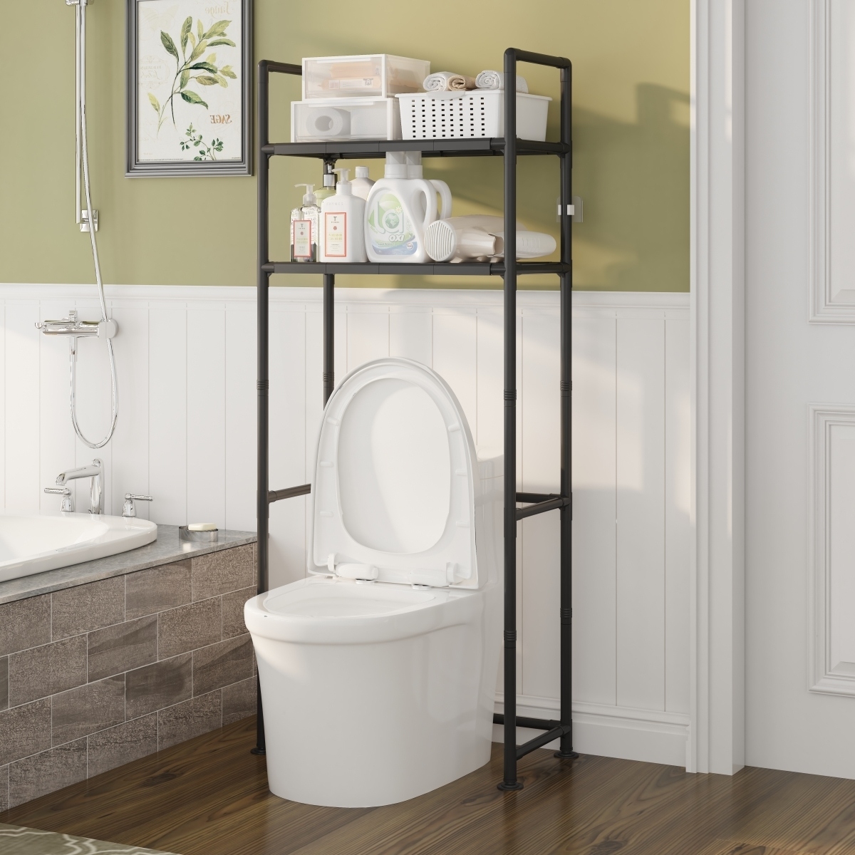 8847-2 Partition Toilet Rack [Layer 2-black]] 2