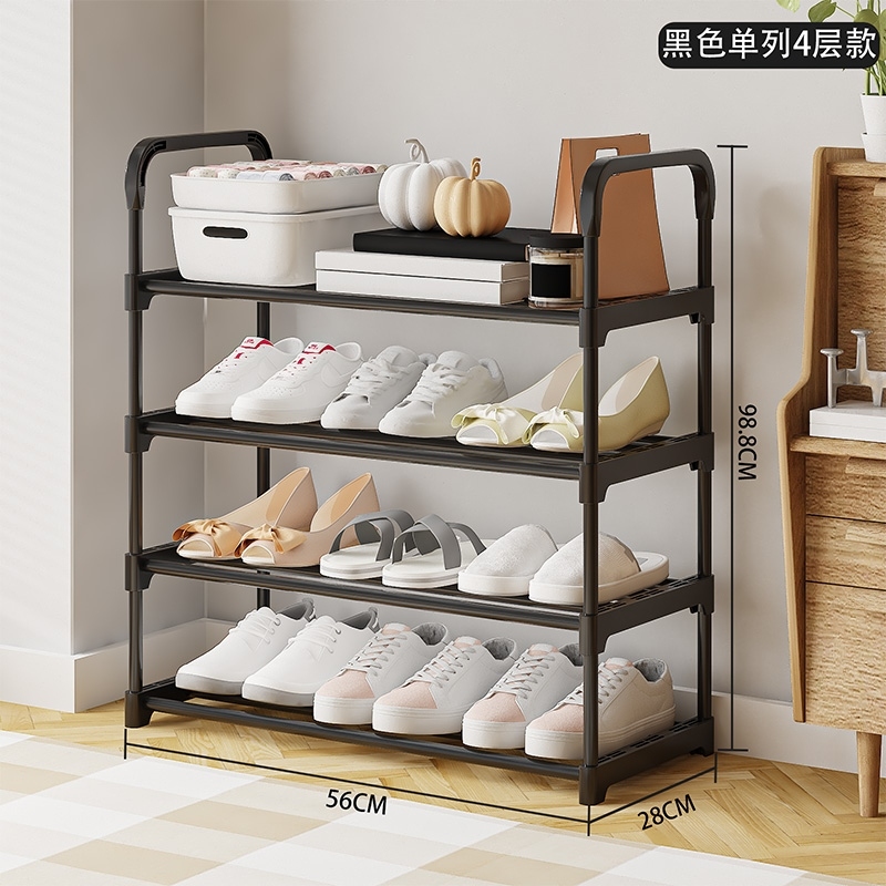 3308-4 Upgrade Widened Single Row Shoe Rack [4 Capas-black]] 2