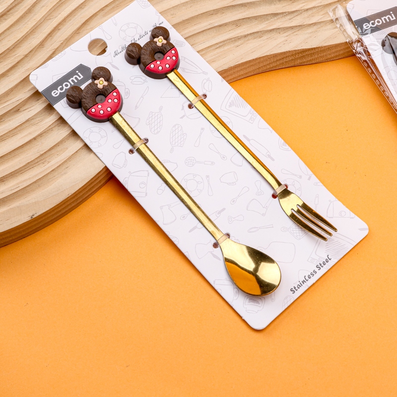 5530 Mickey Gold Plated Fork Spoon Two-piece SET 3