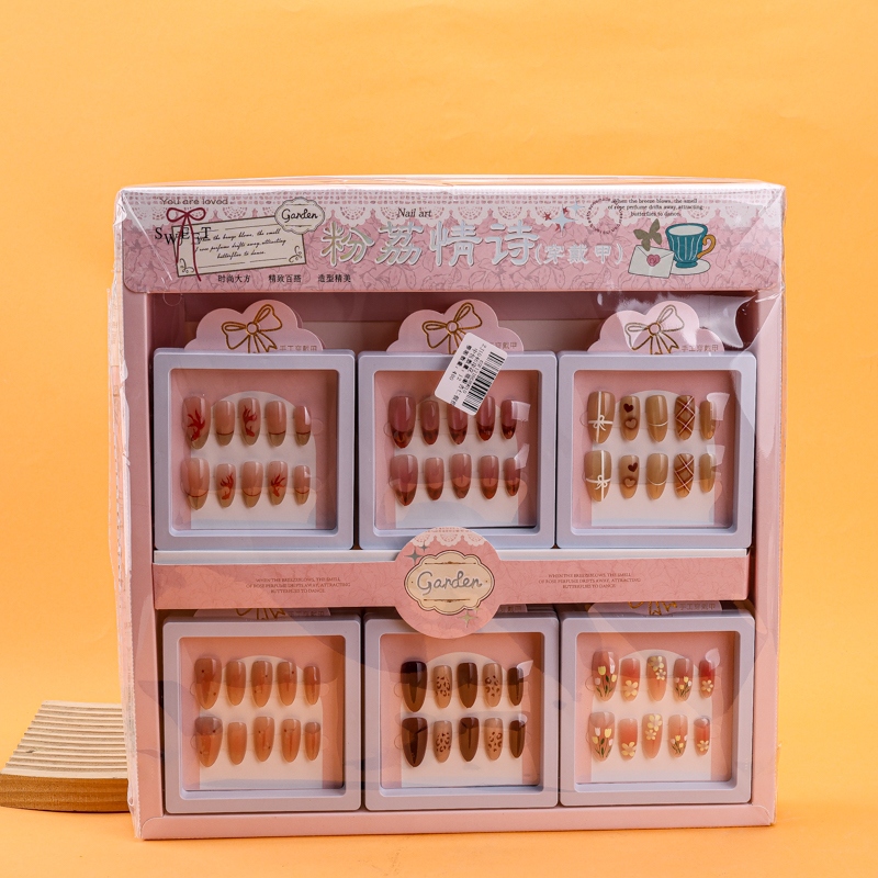 ZJ1046 Impreso Gato-eye Almendra Uñas Falsas 4