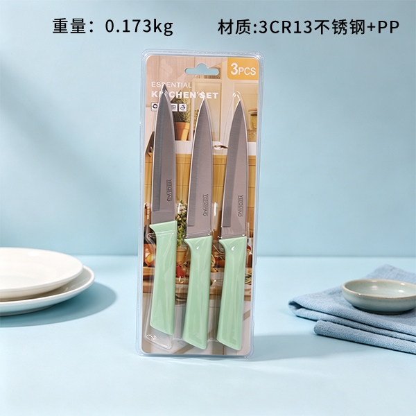 YQ-9118 Lija Sin Funda de Cola Mango de 3 Piezas Cuchillo Universal
