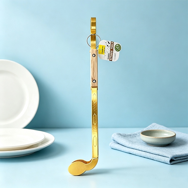 HAO-6586 Mango de Madera Gran Clip de Oro Plateado