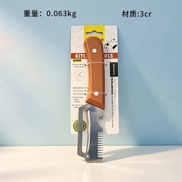 HAO-8877 Madera de Imitación Mango de la Madera Cuchillo de Cinturón de Fruta Con Dientes
