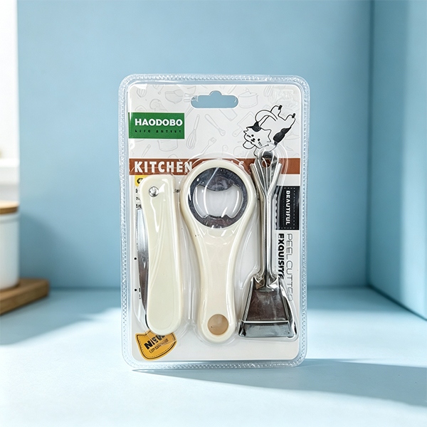 HAO-4378 Cuchillo Plegable de Plástico Vino de Hierro Abierto Planeando Doble Burbuja