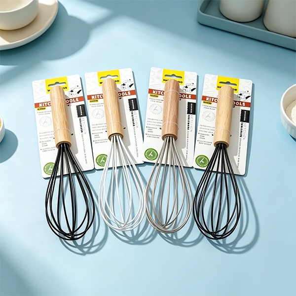 HAO-8899 Mango de Madera Batidor de Huevo de Silicona 34g