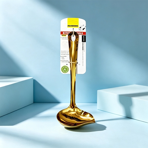 HAO-43991 Bare Body Square Handle Oil Spoon Gold Plated 2