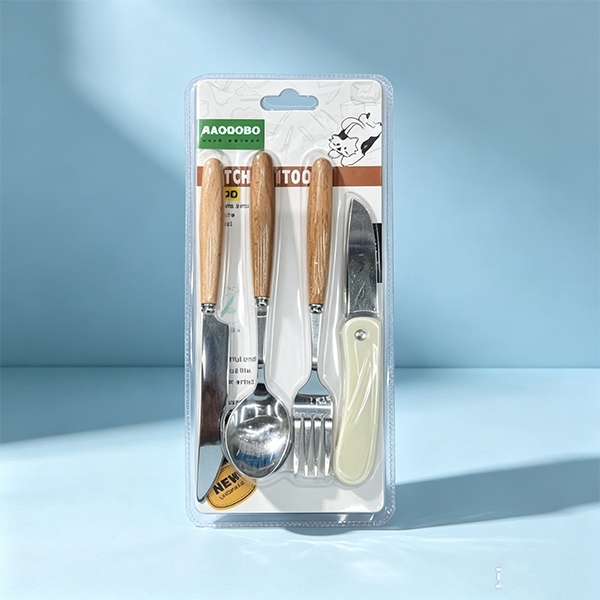 HAO-4084 Mango de Madera Cuchara Tenedor 4 Piezas