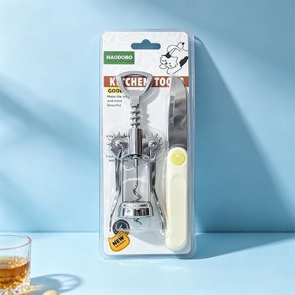 HAO-4039 Vino Tinto Con Cuchillo 2 Piezas Burbuja Doble 2