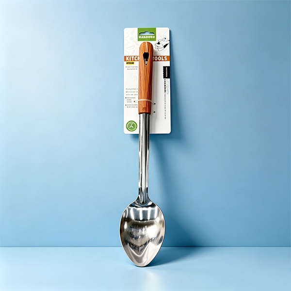 HAO-49551.2 MM de Mango Cuadrado de Madera Grano Largo Cuchara de Arroz Con Magnético 410#