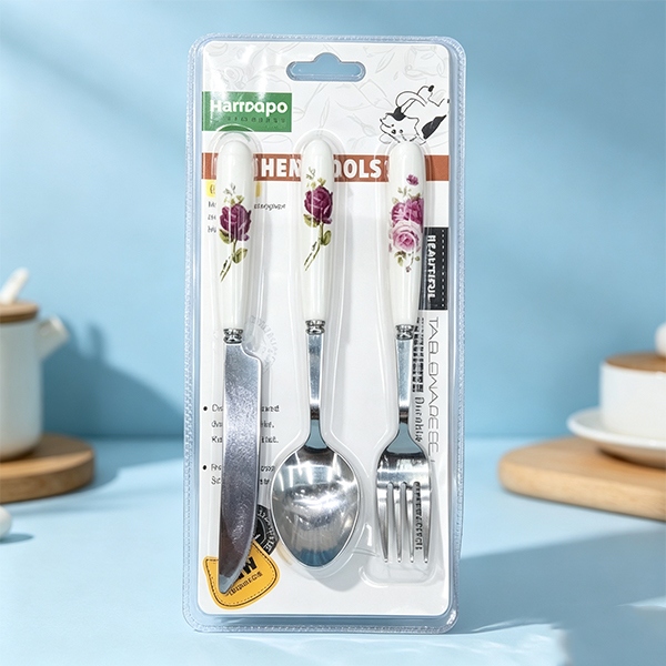 HAO-4081 Cuchara de Fork Cerámica de 3 Piezas de Burbuja Doble 2