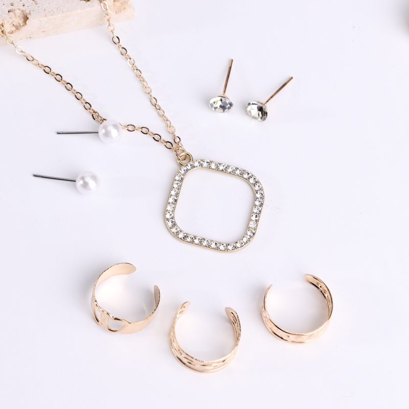 Colgante Colgante Colgante Colgante Colgante Colgante de Diamantes Huecos Conjunto Anillo 4