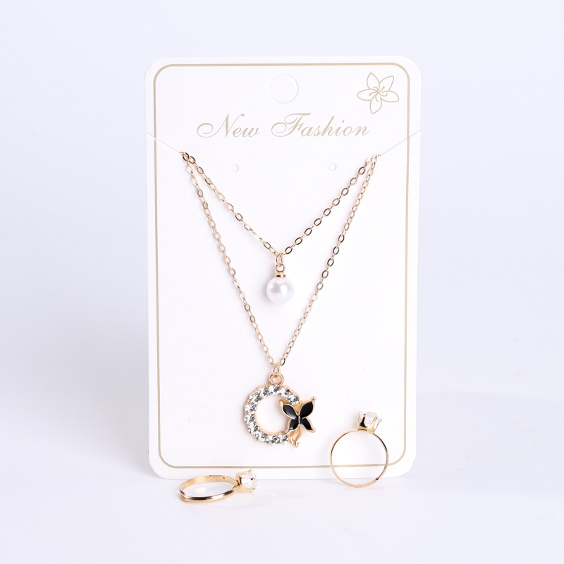 Colgante de Perlas de Diamante Conjunto de Anillo (2 2) 3