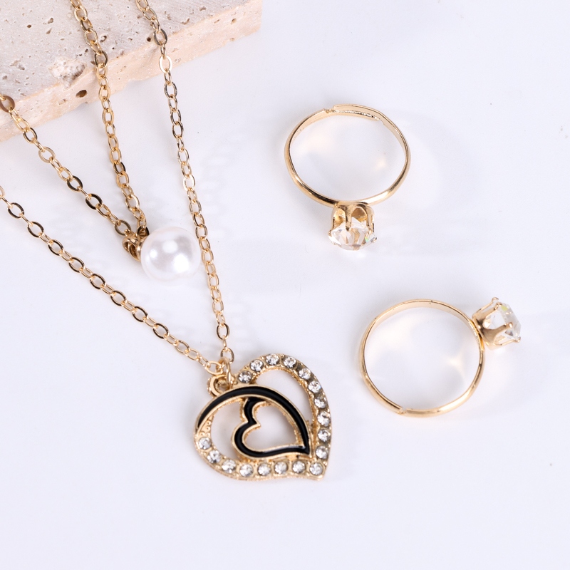Colgante de Perlas de Diamante Conjunto de Anillo (2 2) 4