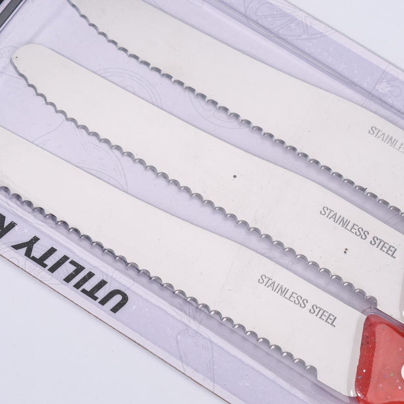 D306 Glitter Rosa Tres Mango de Uñas Cuchillo de Bistec (3PC) 4