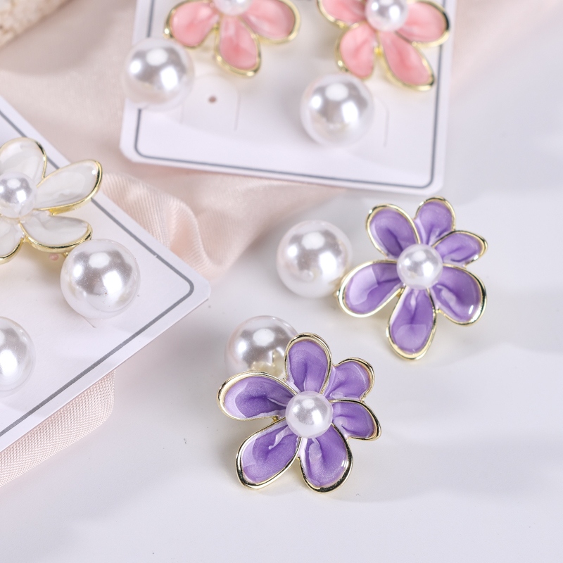 Pendientes de Flores de Perlas Largas 3