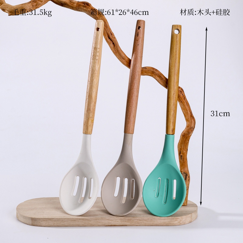 Valor Colador de Silicona Con Mango de Madera