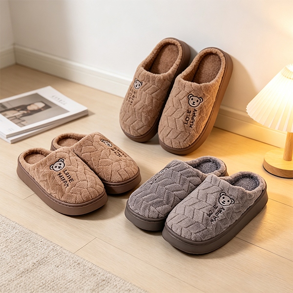 041-777 Zapatillas de Algodón de los Hombres de Oso Bordado 3