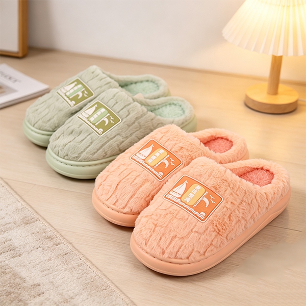 W001 Soft Wind Breaking Waves Para Hombre y Mujer Zapatillas de Algodón 4