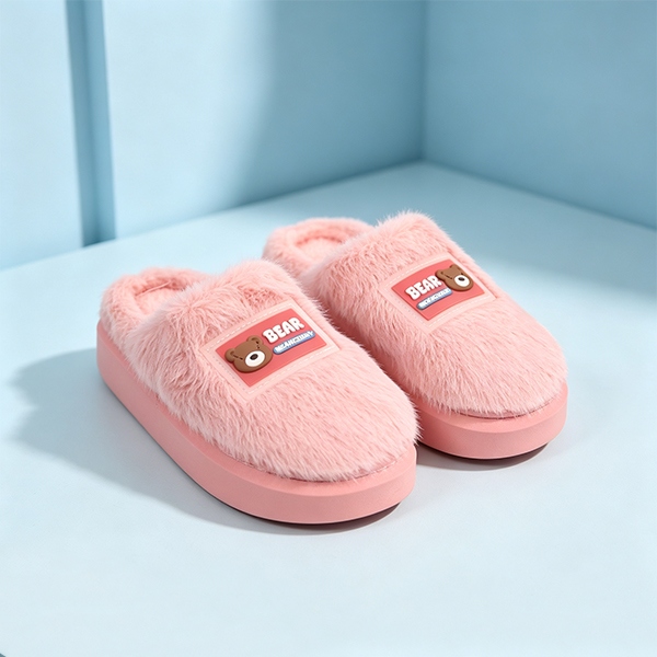 017 Little Bear Mink Men's and Women's Cotton Slippers 3