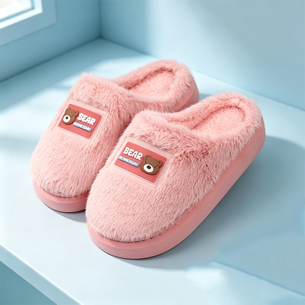 017 Little Bear Mink Men's and Women's Cotton Slippers 4