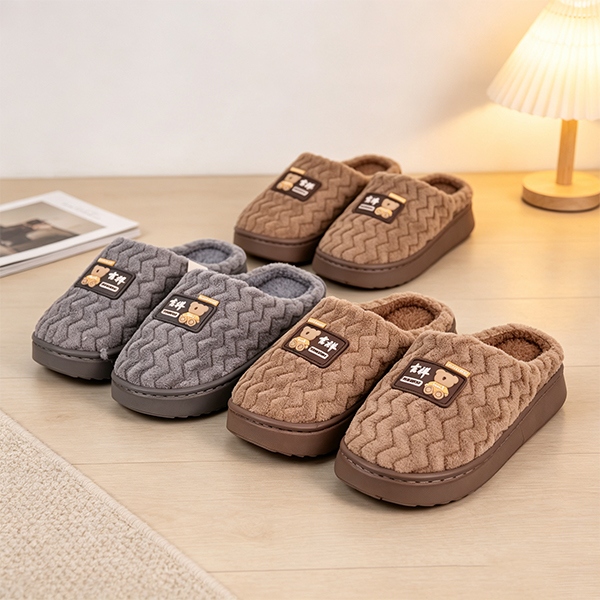 8081 Patrón Ondulado Auspicios Hombres y Mujeres Zapatillas de Algodón 3