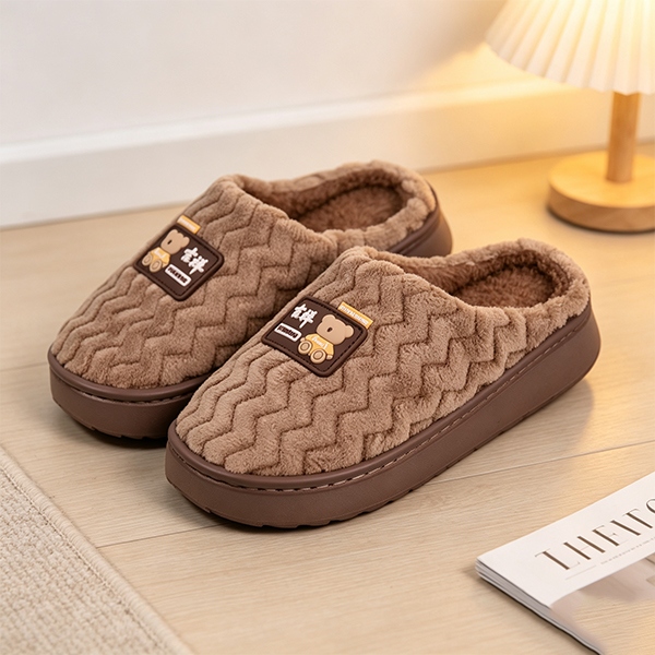 8081 Patrón Ondulado Auspicios Hombres y Mujeres Zapatillas de Algodón 5