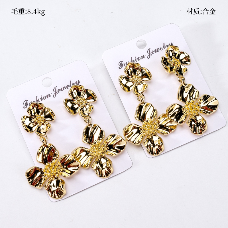 Pendientes Golden Four-petal Flower