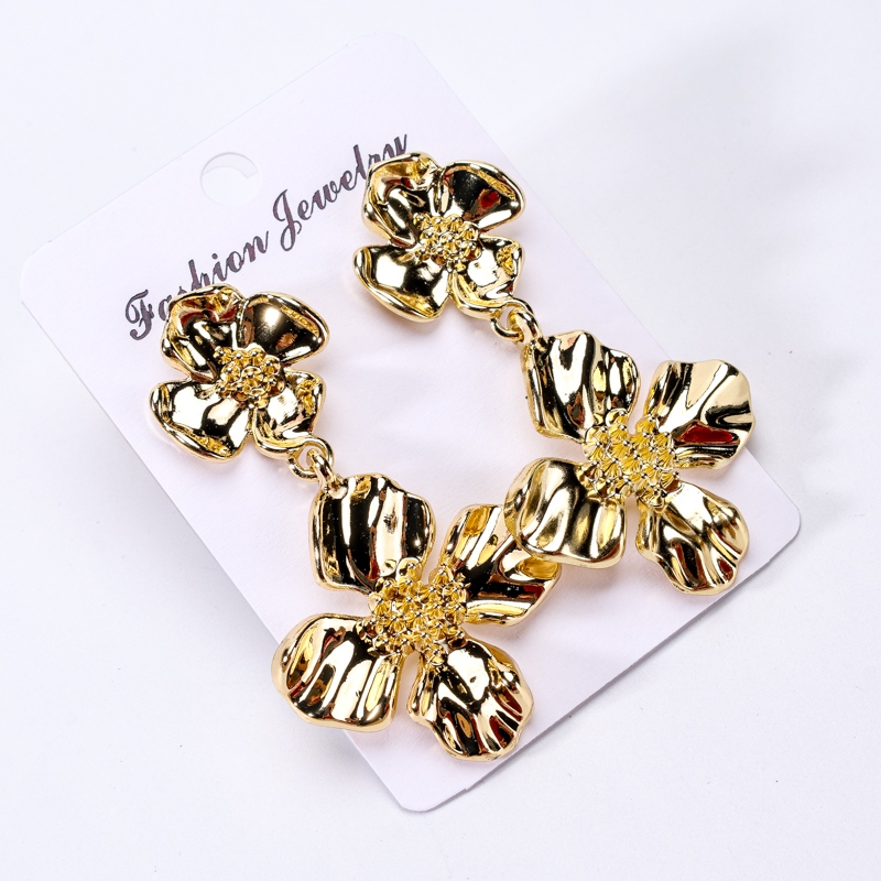 Pendientes Golden Four-petal Flower 3