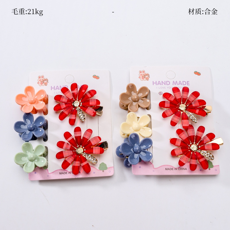 Recuadro de la Flor Rhinestone Clip Pequeña Combinación de Garra