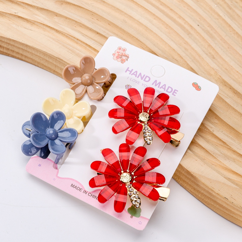 Recuadro de la Flor Rhinestone Clip Pequeña Combinación de Garra 3