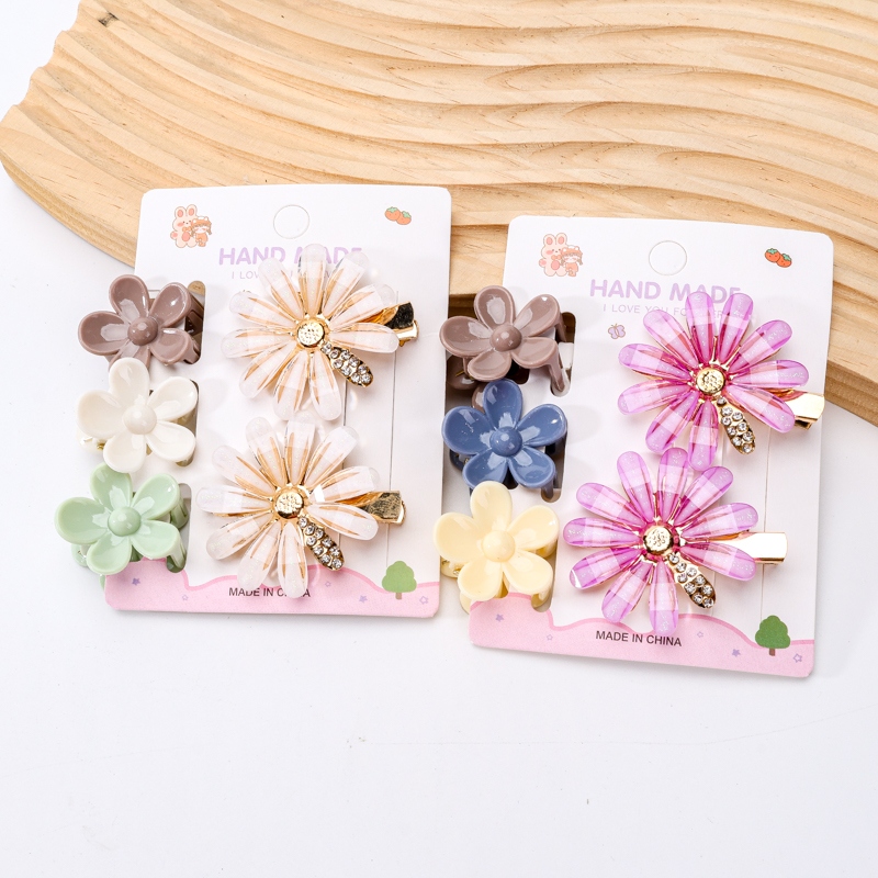 Recuadro de la Flor Rhinestone Clip Pequeña Combinación de Garra 4